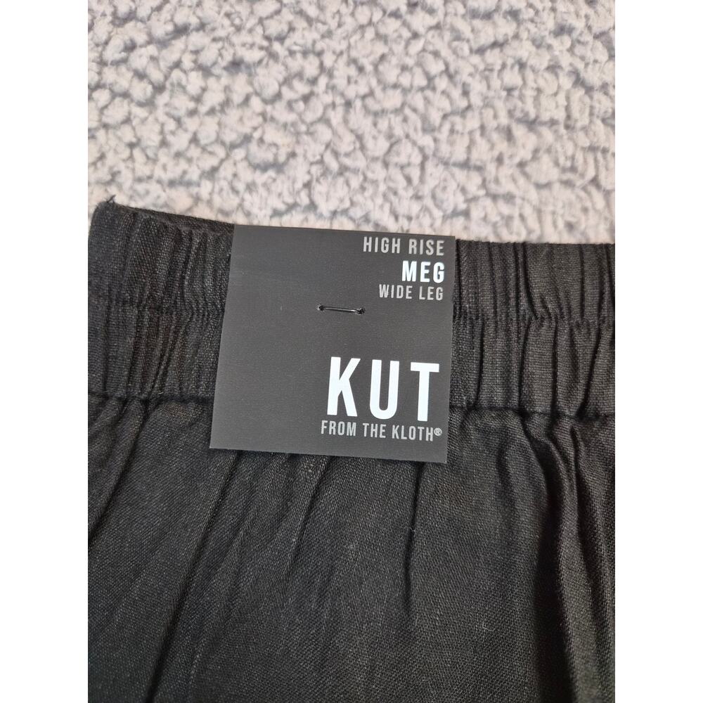 NWT KUT Linen Pants Women's Size M Black Wide Leg High Rise Trouser (1355) - Picture 8 of 13